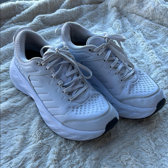 Hoka White Sneakers with Breathable Mesh and Athletic Design - Picture 1 of 7